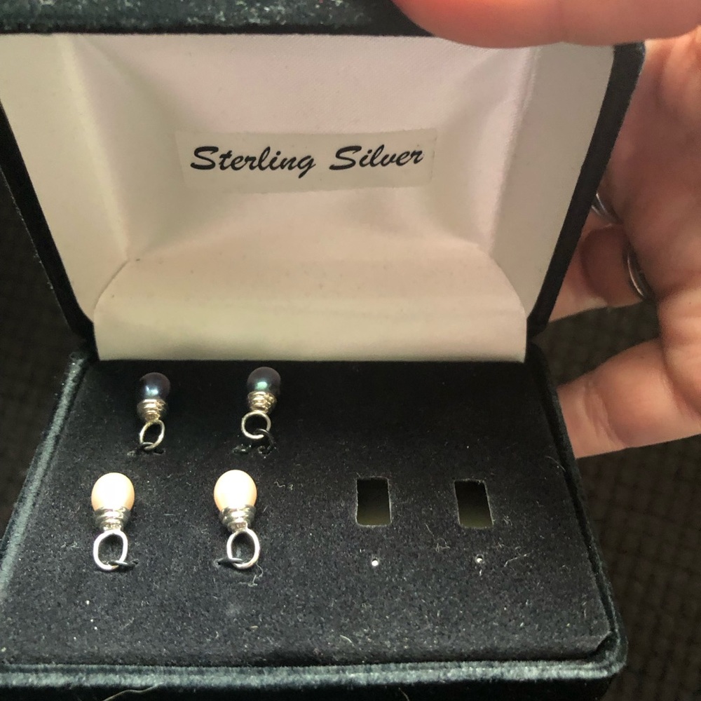 Sterling Silver Pearl Charm Set For Loop Earrings- 632 $25 or $20 w/offer